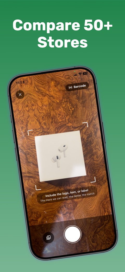 Scanning a product with the camera