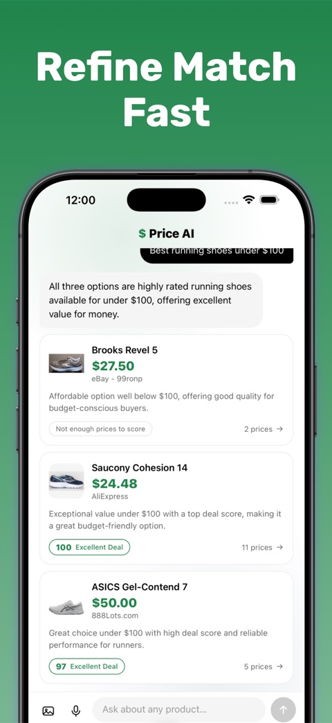 Chat with reasoning and product cards