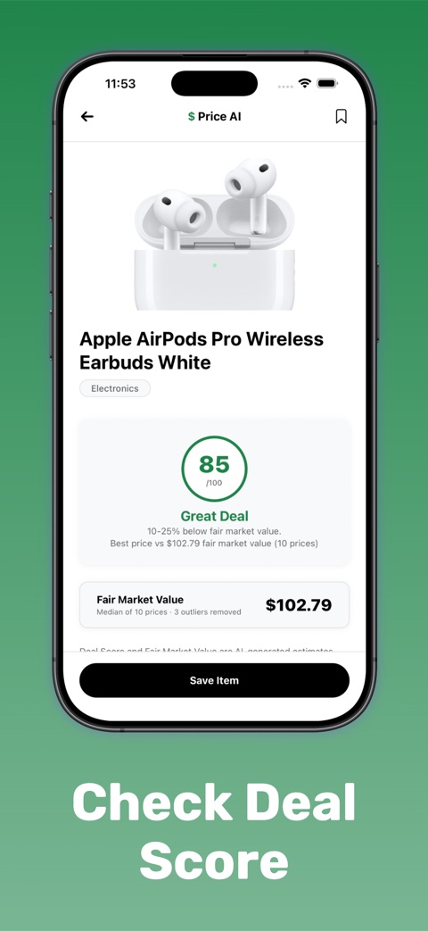 Deal Score results with fair market value